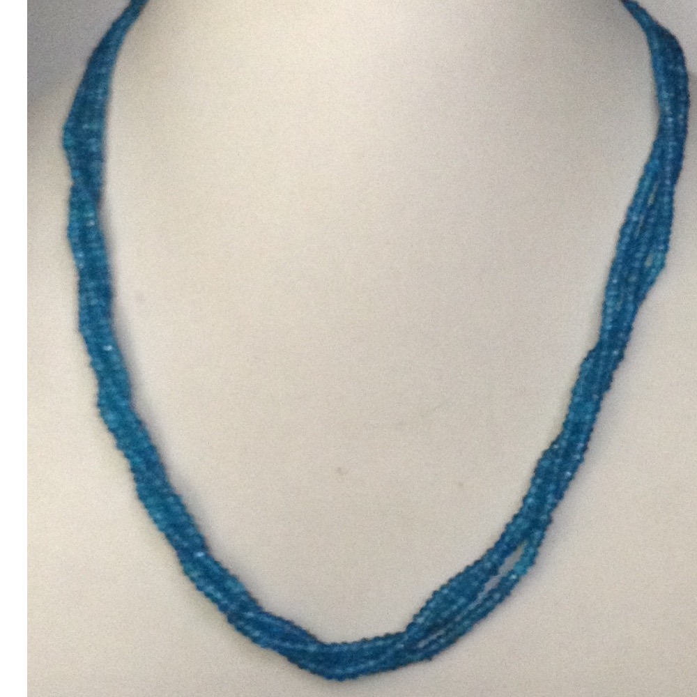 Natural Sky Blue Apatite Round Beeds 3 Layers Necklace JSS0025