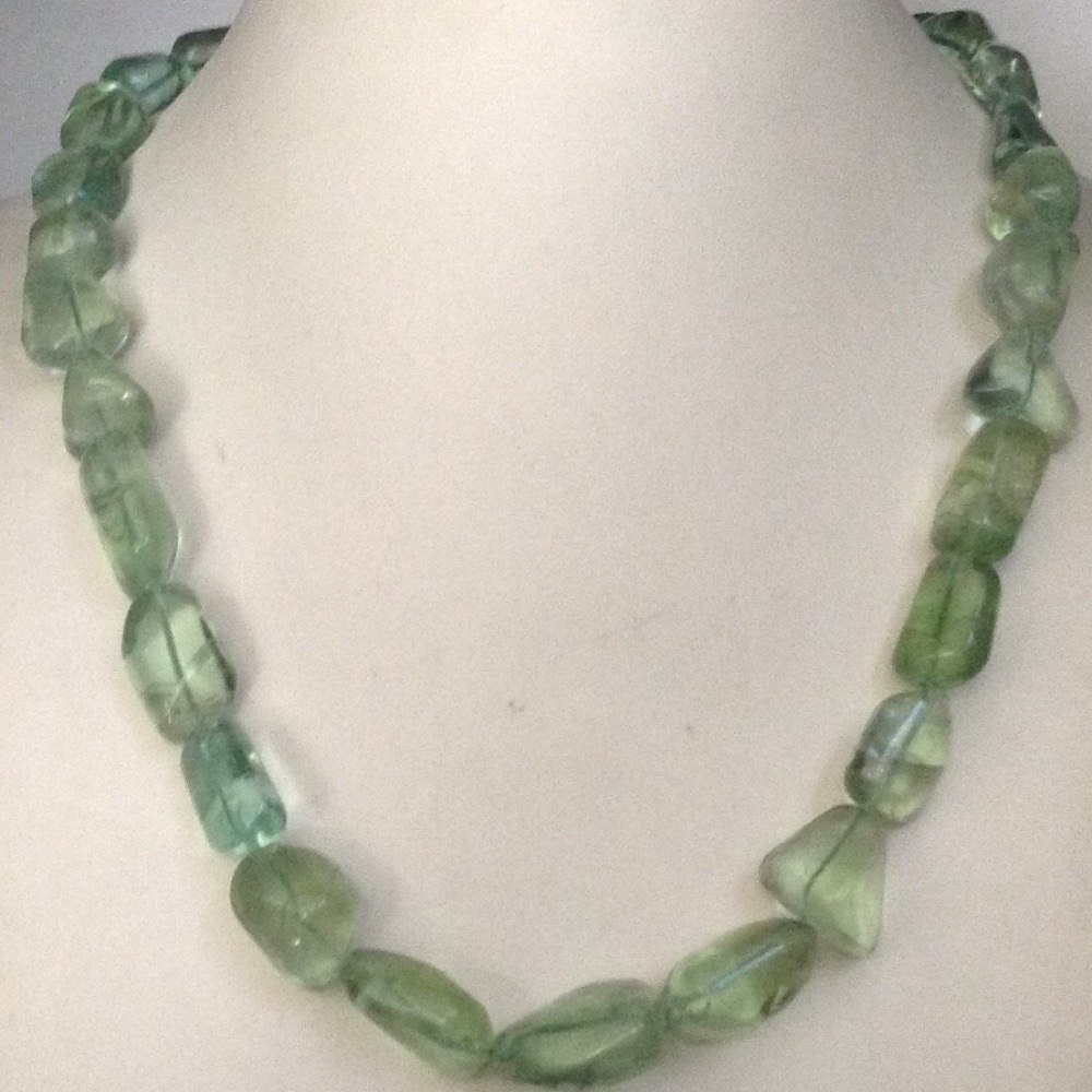 Natural Green Flouride Oval Tumbles Mala JSS0004