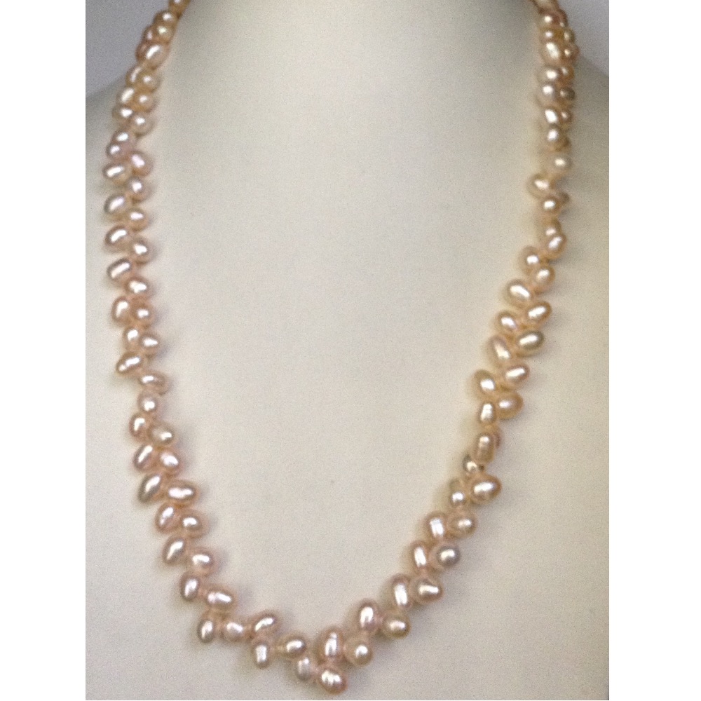 Freshwater peach tear drops pearls mala JPM0129