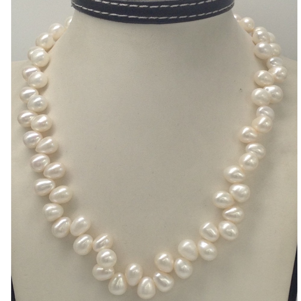 Freshwater white oval zigzag pearls strand JPM0120