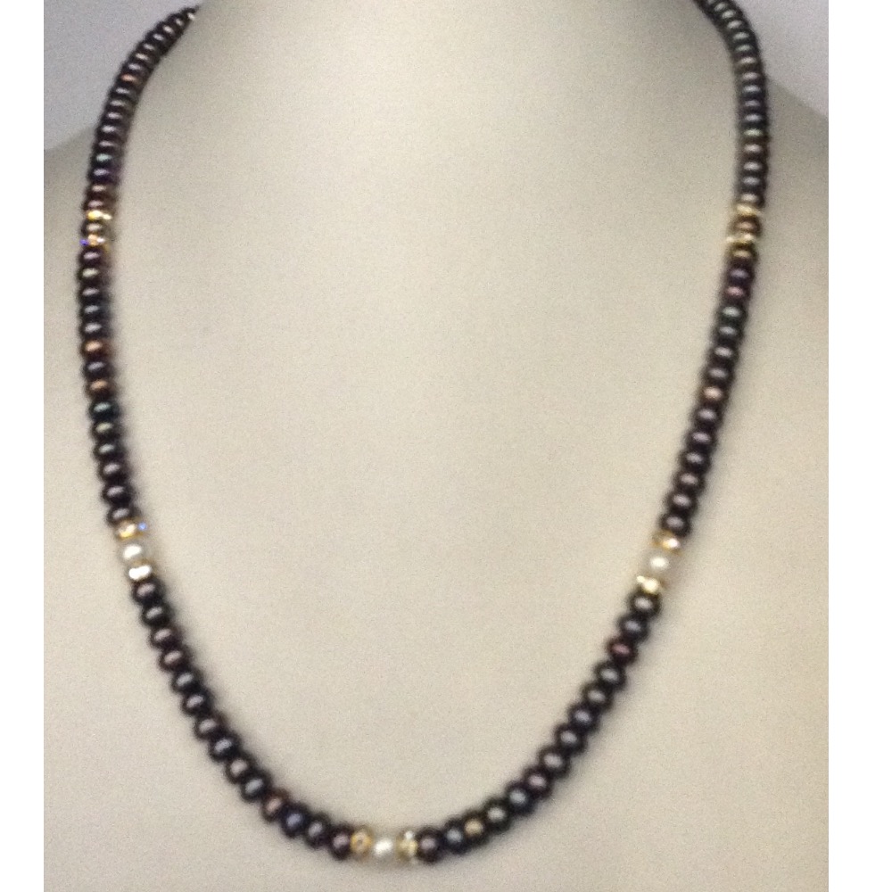 Freshwater brown flat pearls strand with cz chakri JPM0112