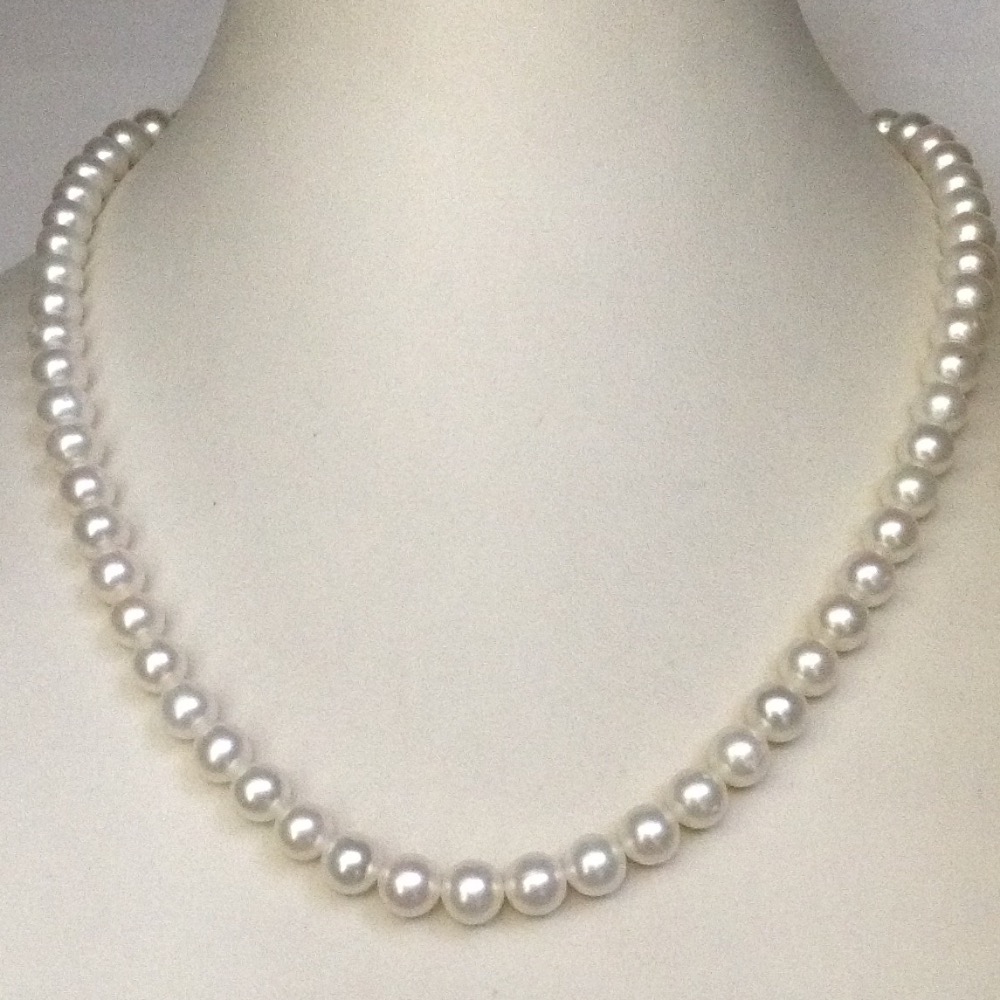 Freshwater white round pearls strand JPM0092