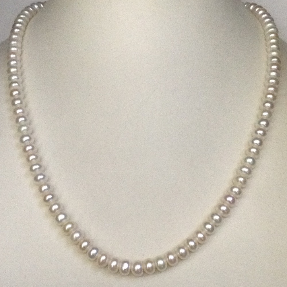 Freshwater white flat pearls strand JPM0088