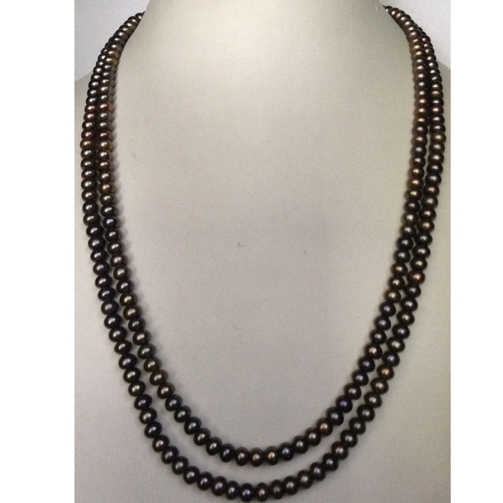 Freshwater Brown Flat Pearls Necklace 2 Layers JPM0055