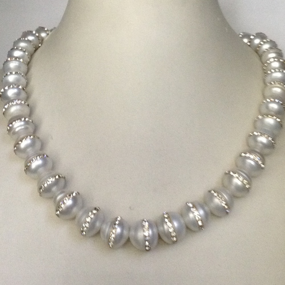 Freshwater white jagmag pearls strand jpm0046