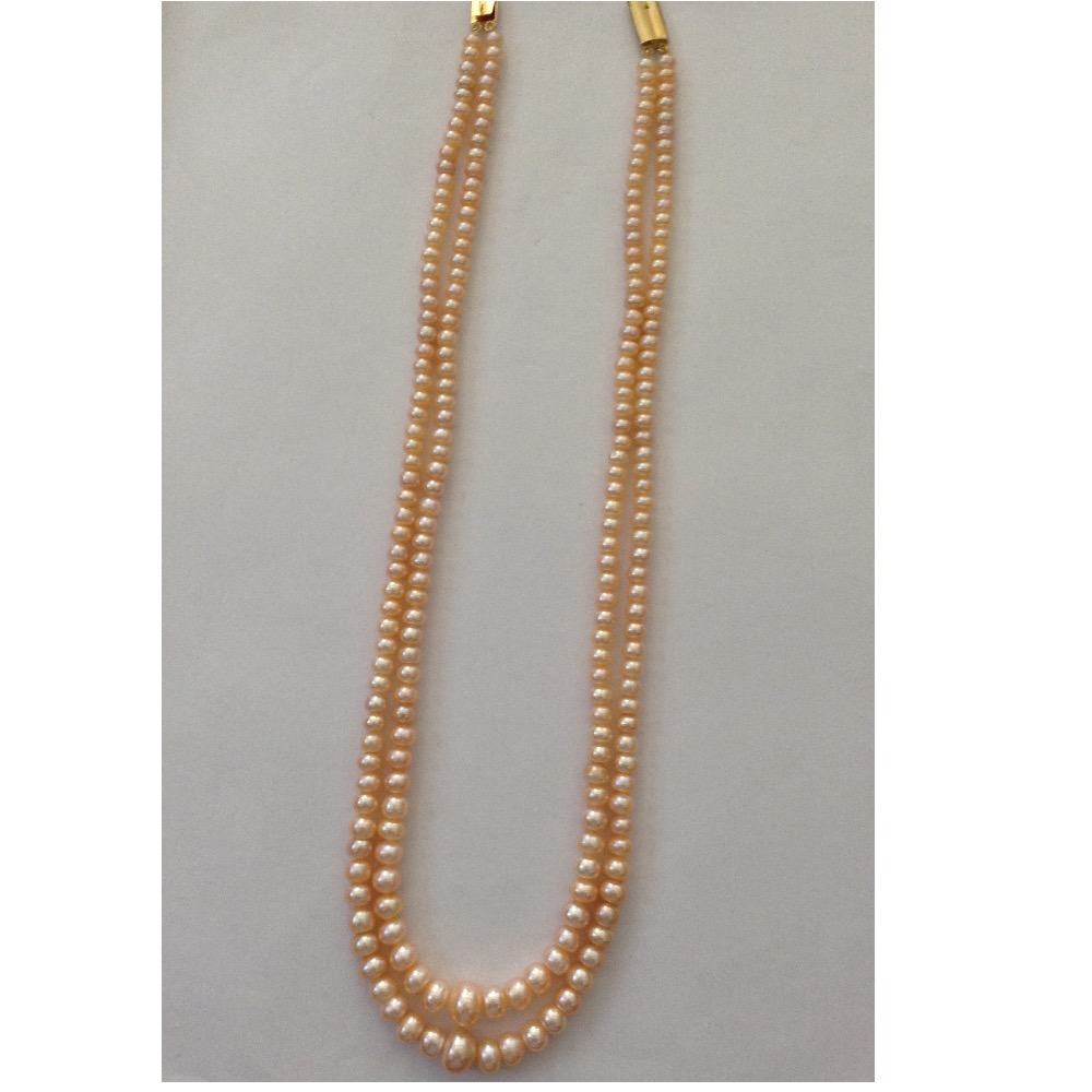 Orange Flat Graded Pearls Necklace 2 Layers JPM0048
