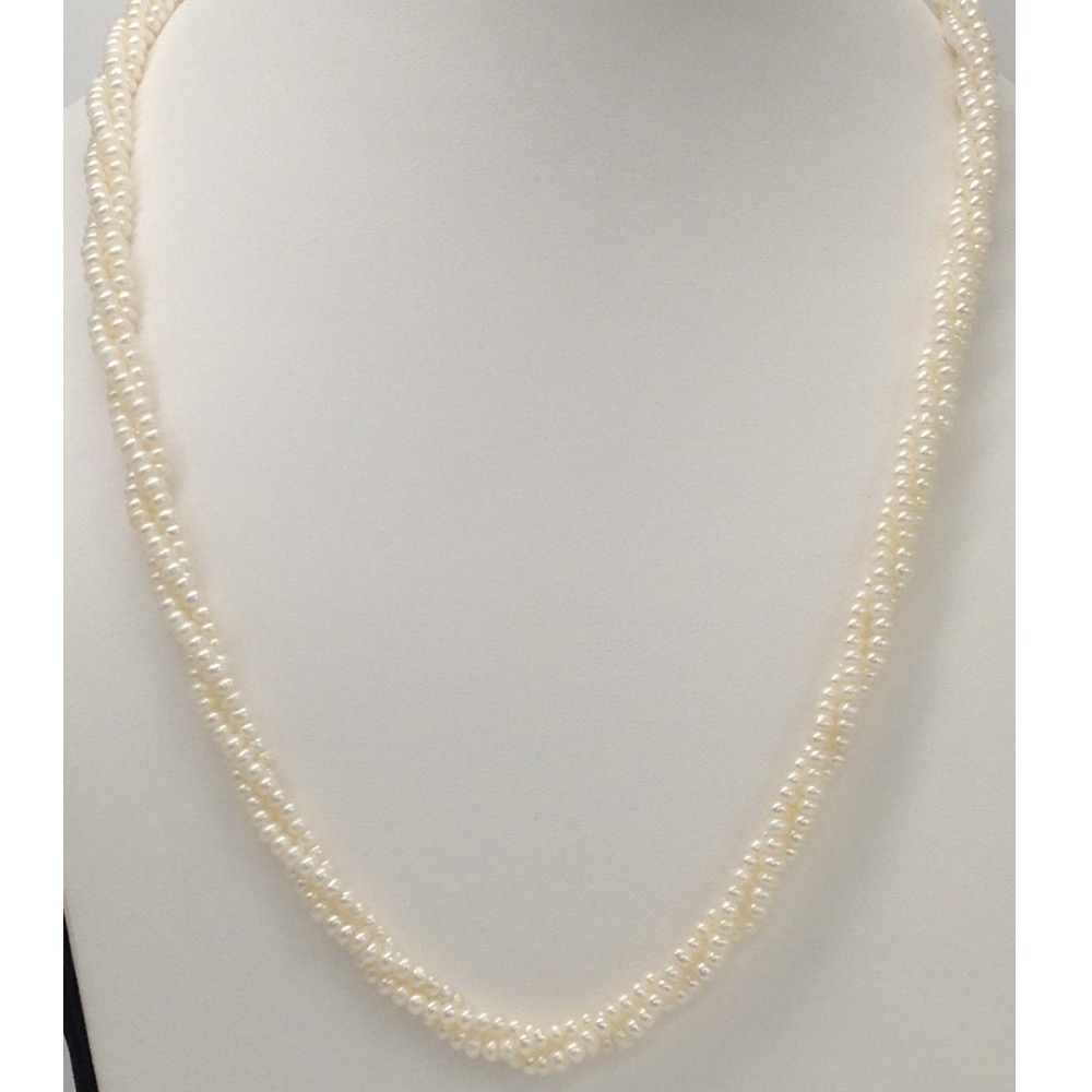 Fresh Water White Seed Pearls Necklace 3 Layers JPM0036