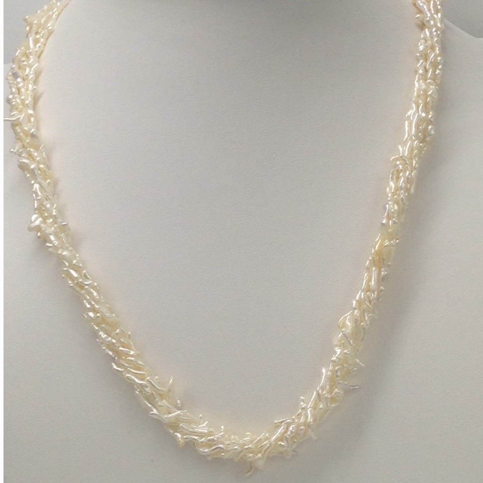 Sea water keshi rice white pearls necklace 6 layers