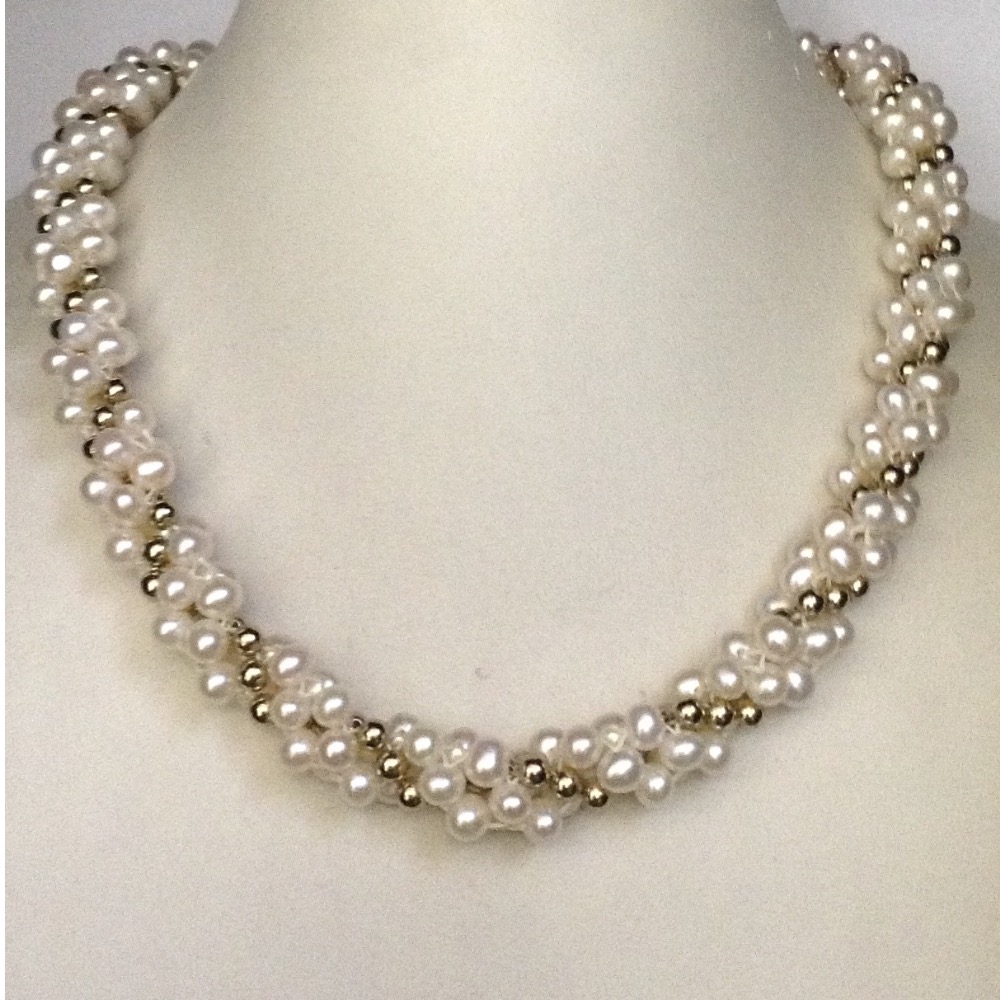 white potato pearls with jaco beeds rassi necklace JPM0024