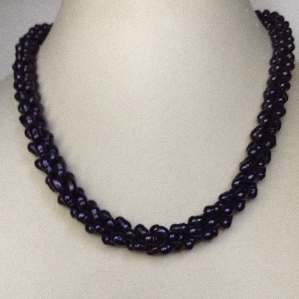 Fresh water black rassi rice pearls necklace JPM0020