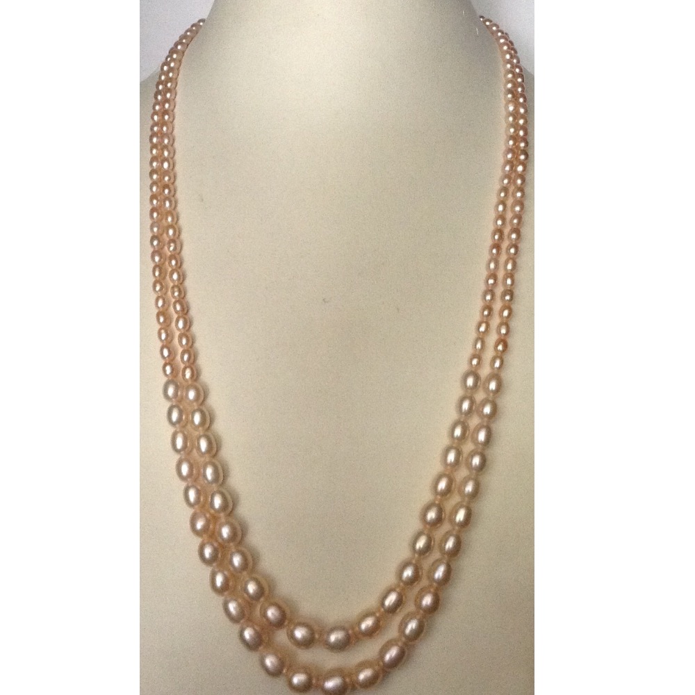 Pink Oval Graded Fresh Water 2 Layers Necklace JPM0014