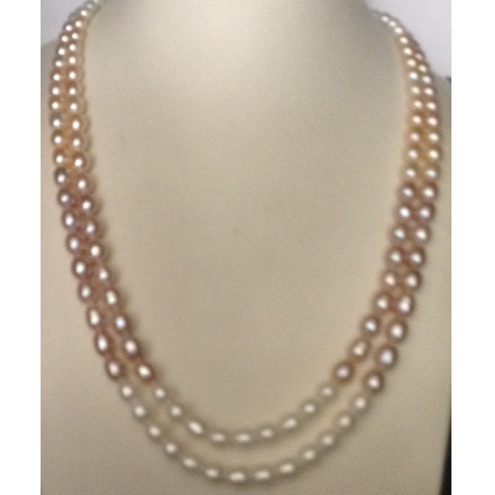 Oval Shaded Natural Fresh Water Pearls Necklace 2 Layers JPM0013