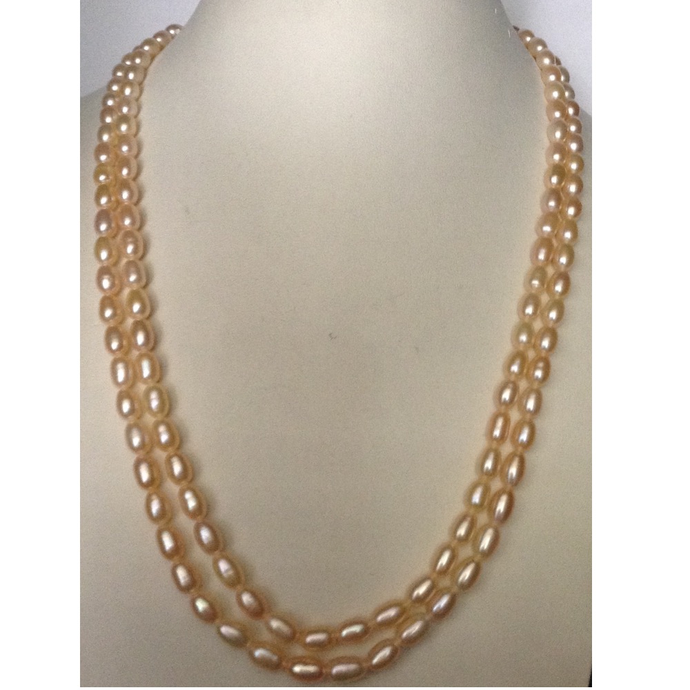 Oval Orange Fresh Water Pearls Necklace 2 Layers JPM0012