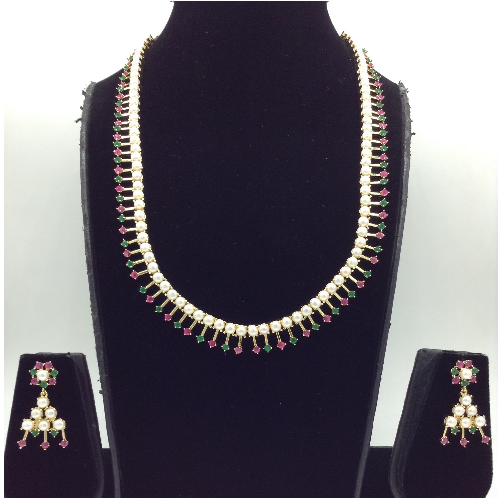 Tricolour Long Necklace Set JNC0226