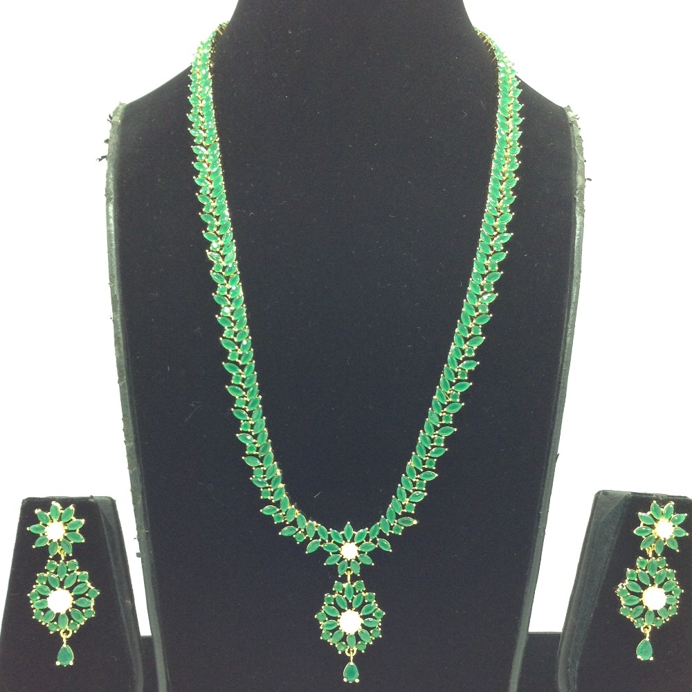 Green CZ Long Necklace Set JNC0225