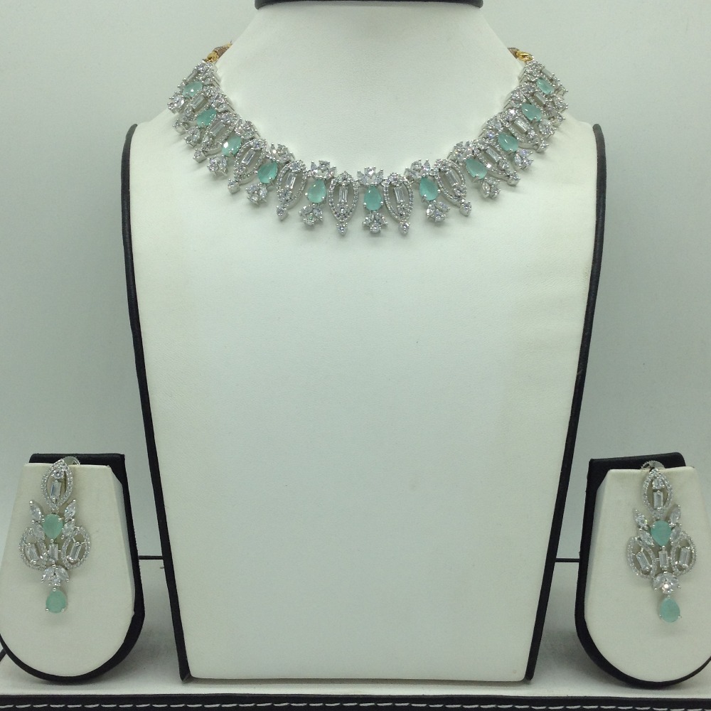 White,Pale Green CZ Necklace Set JNC0220