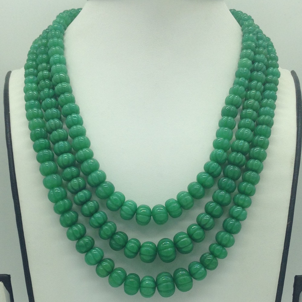 Natural Green Kharbuja Beeds 3 Layers Mala JSS0216