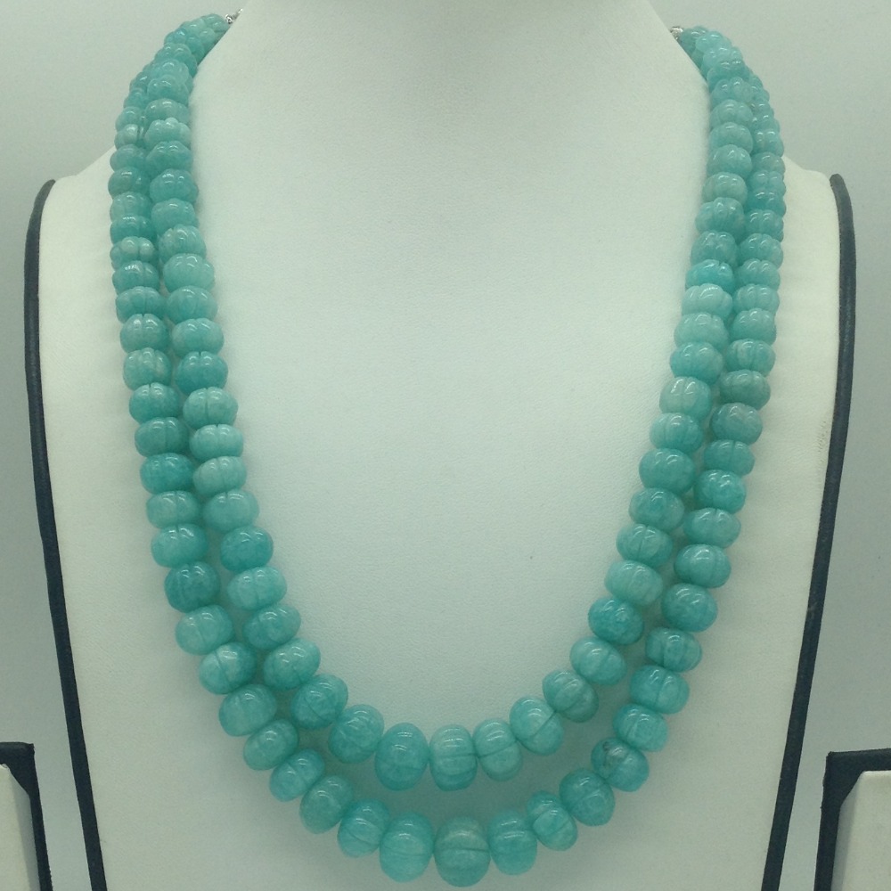 Natural Blue Kharbuja Beeds 2 Layers Mala JSS0212