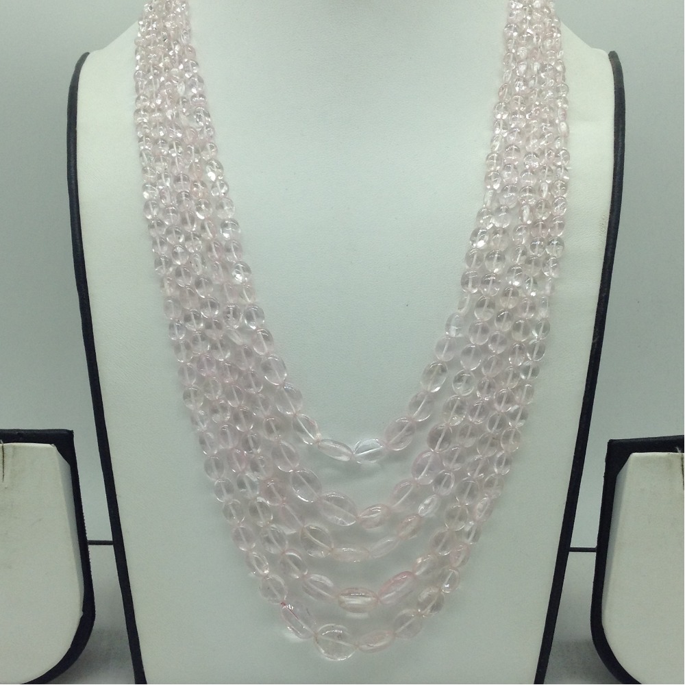 Natural Pink Morganite Oval Beeds 5 Layers Mala JSS0211