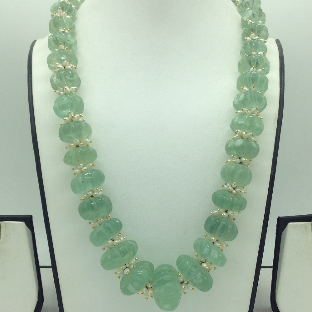 Natural Green Beryl Kharbuja Beeds 1 Layers Mala JSS0205