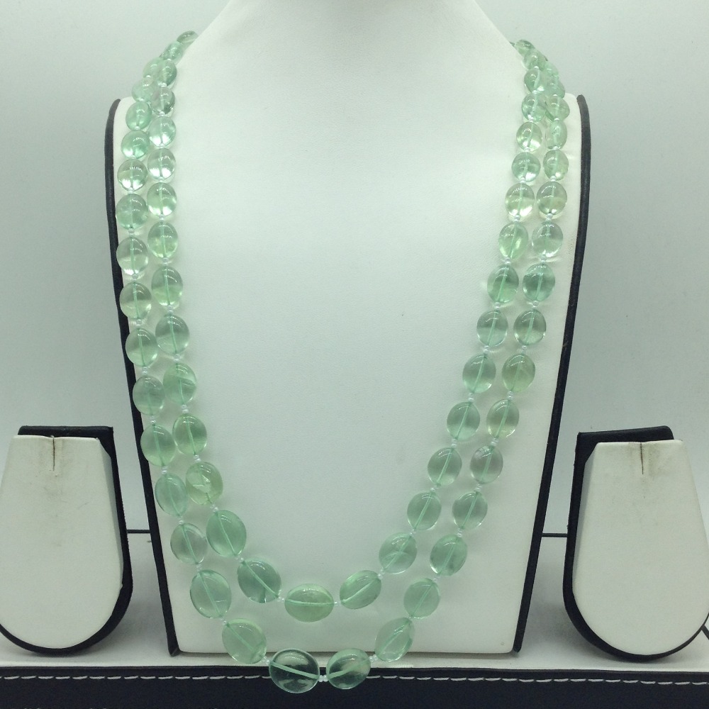 Natural Green Flourite Oval 2 Line Necklace JSS0203