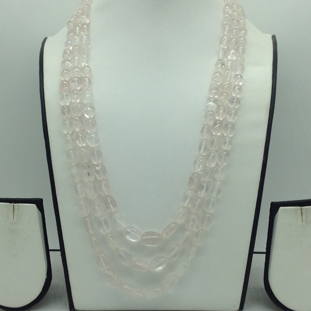 Natural Pink Morganite Oval 3 Line Necklace JSS0202