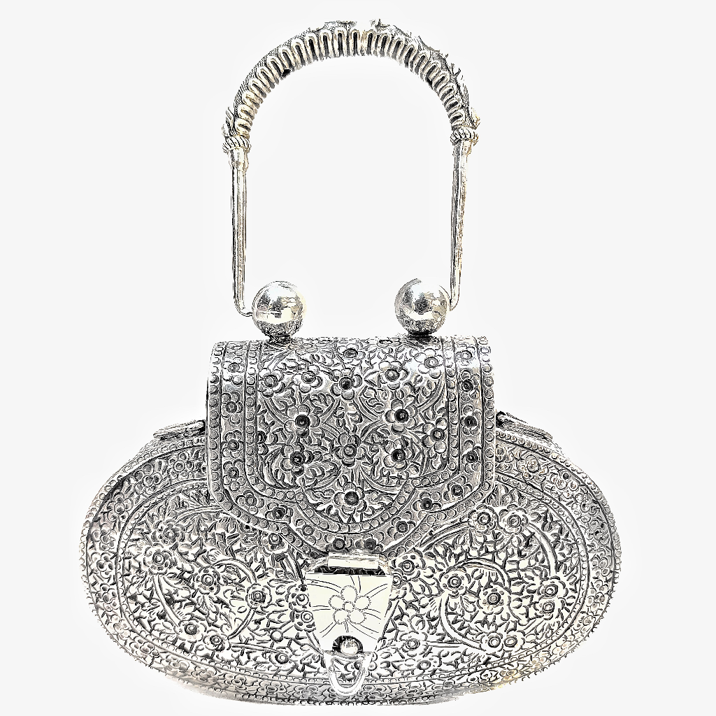 Designer Pure Silver Vintage Style Purse
