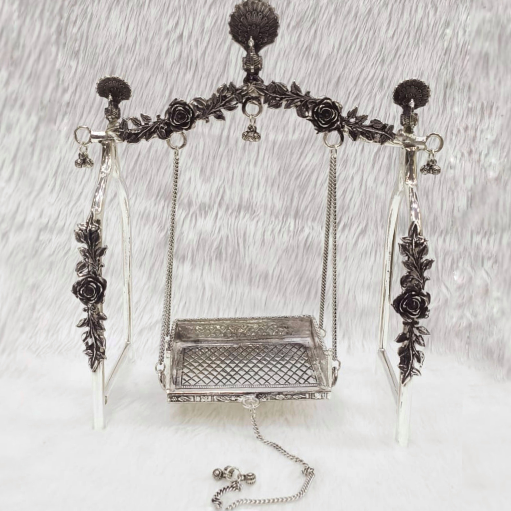 92.5% Pure Silver Sinhasan In Antique Design
