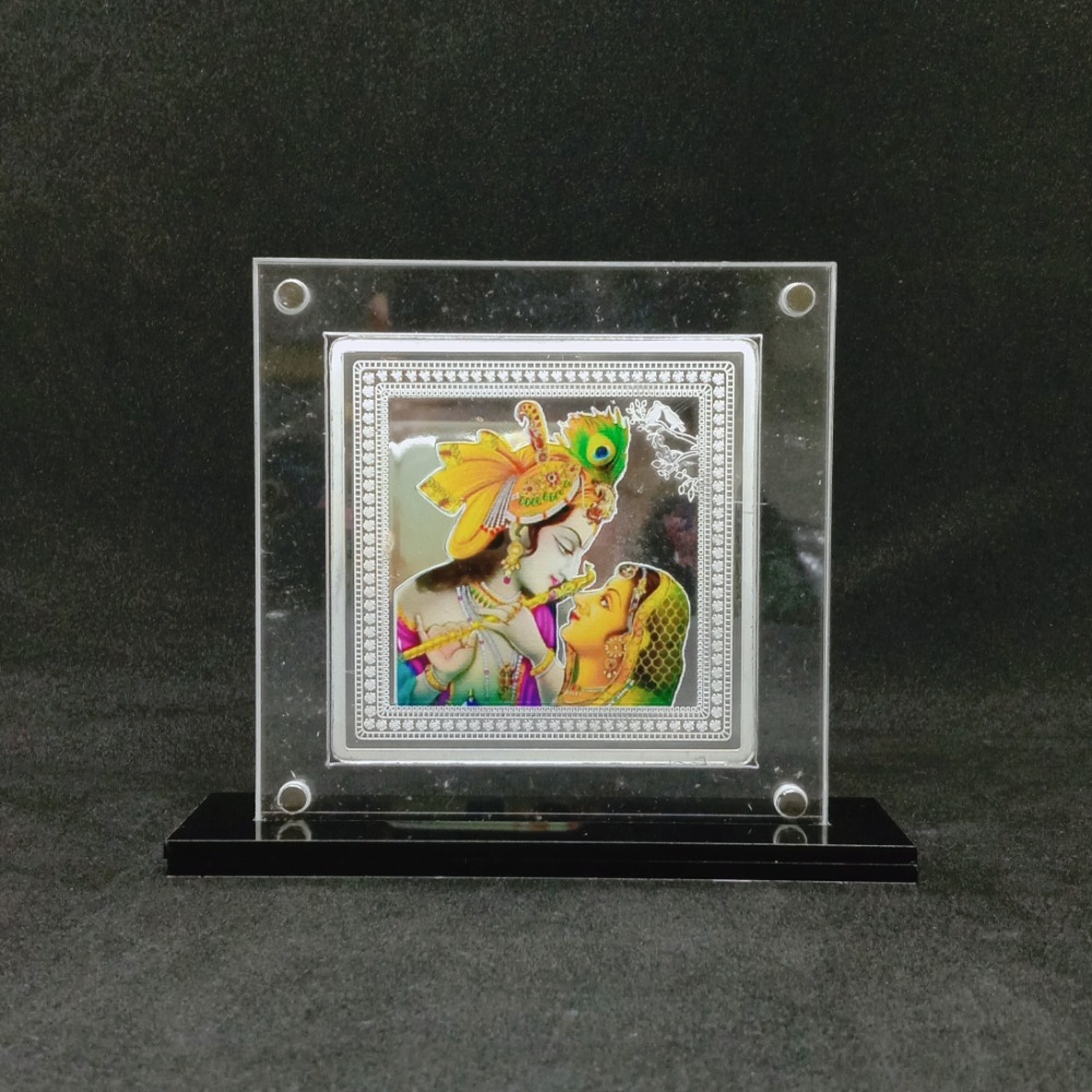 Real silver designer coin of radha krishna in color printing by puran