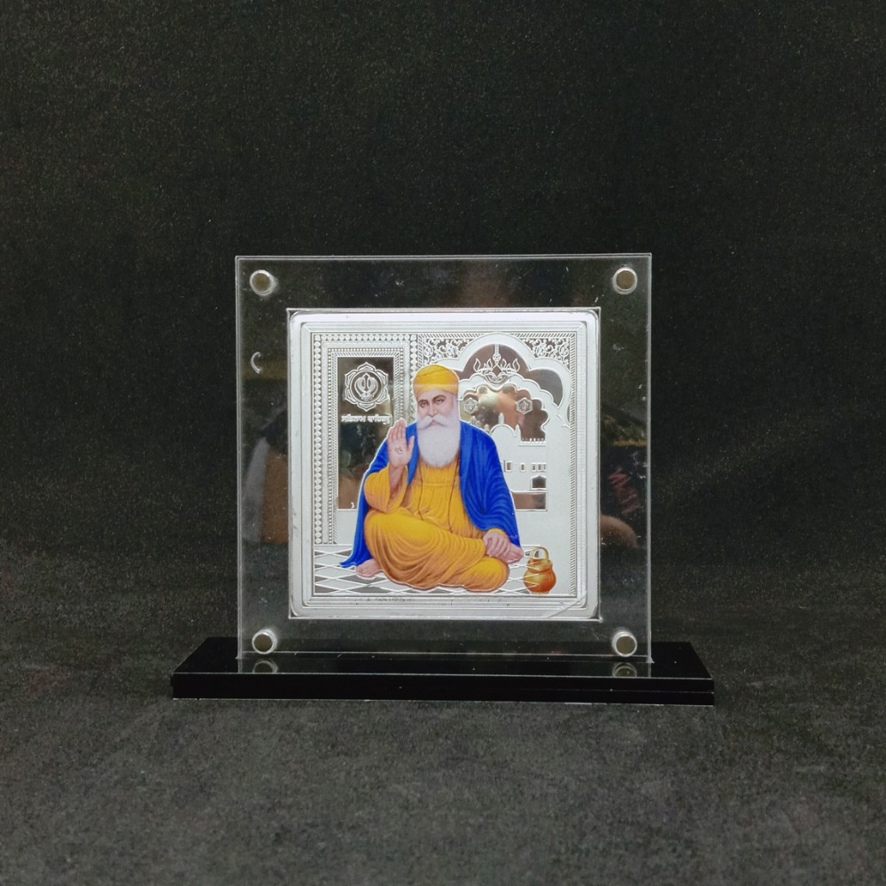 Real silver designer coin of guru nanak dev ji in color printing
