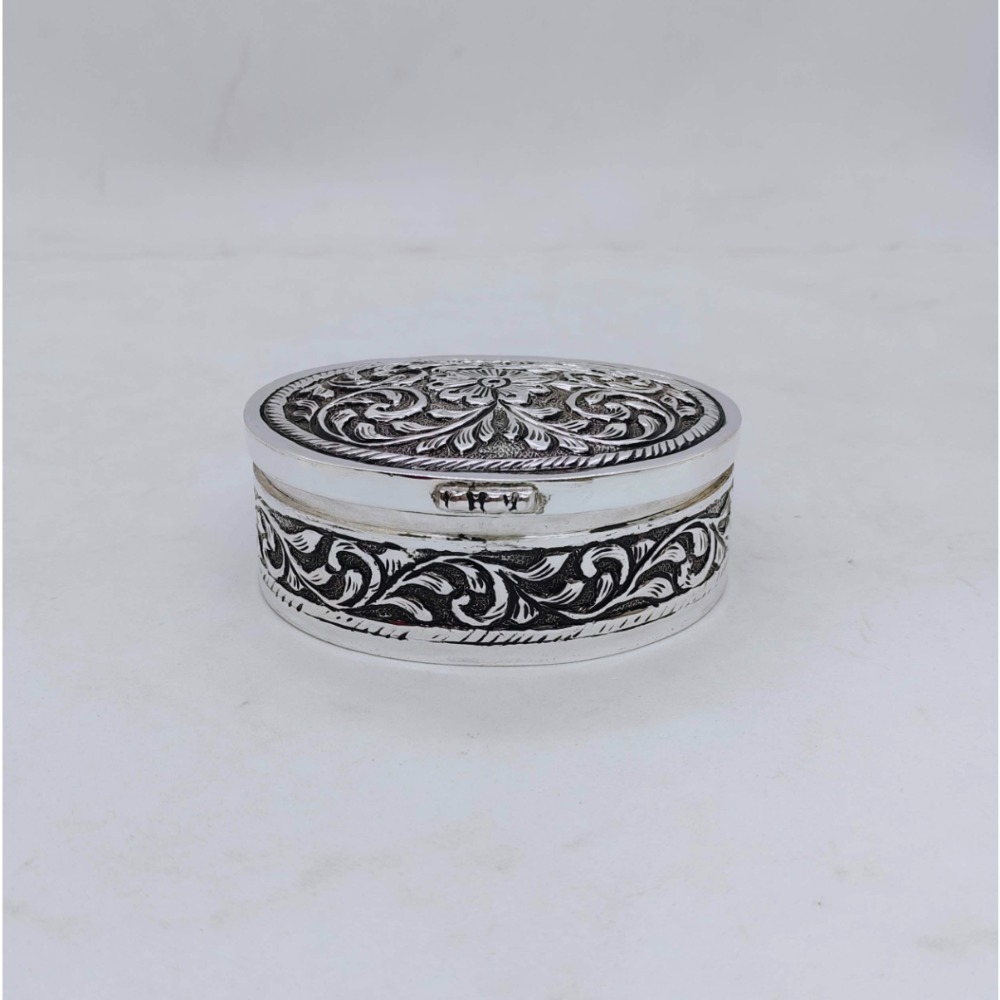 Real silver box for gifting in antique oval shape by puran