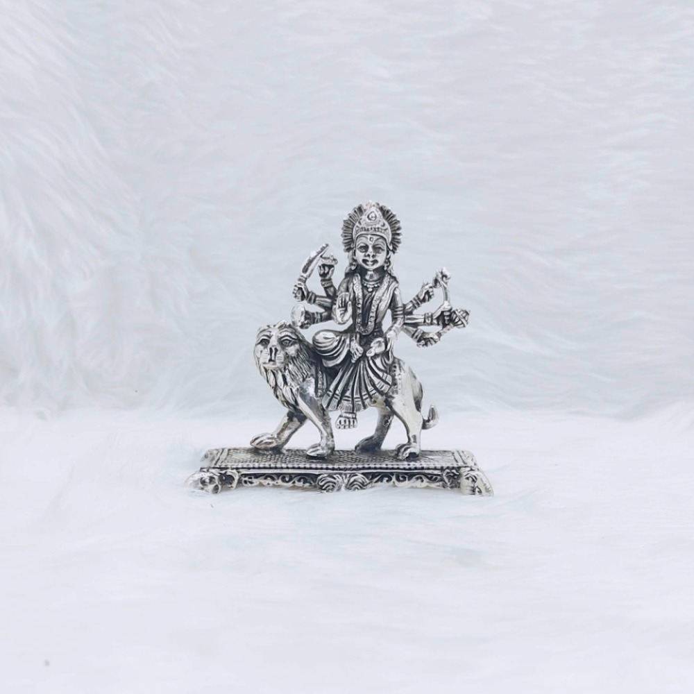 Hallmarked silver idol of durga mata ji in antique high fine work