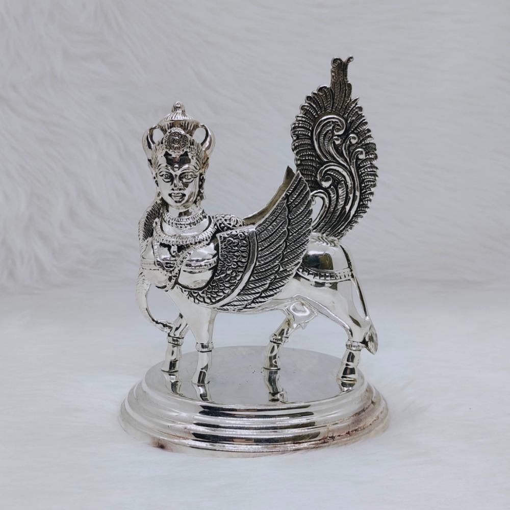 Hallmarked silver kamdhenu cow idol in high finishing