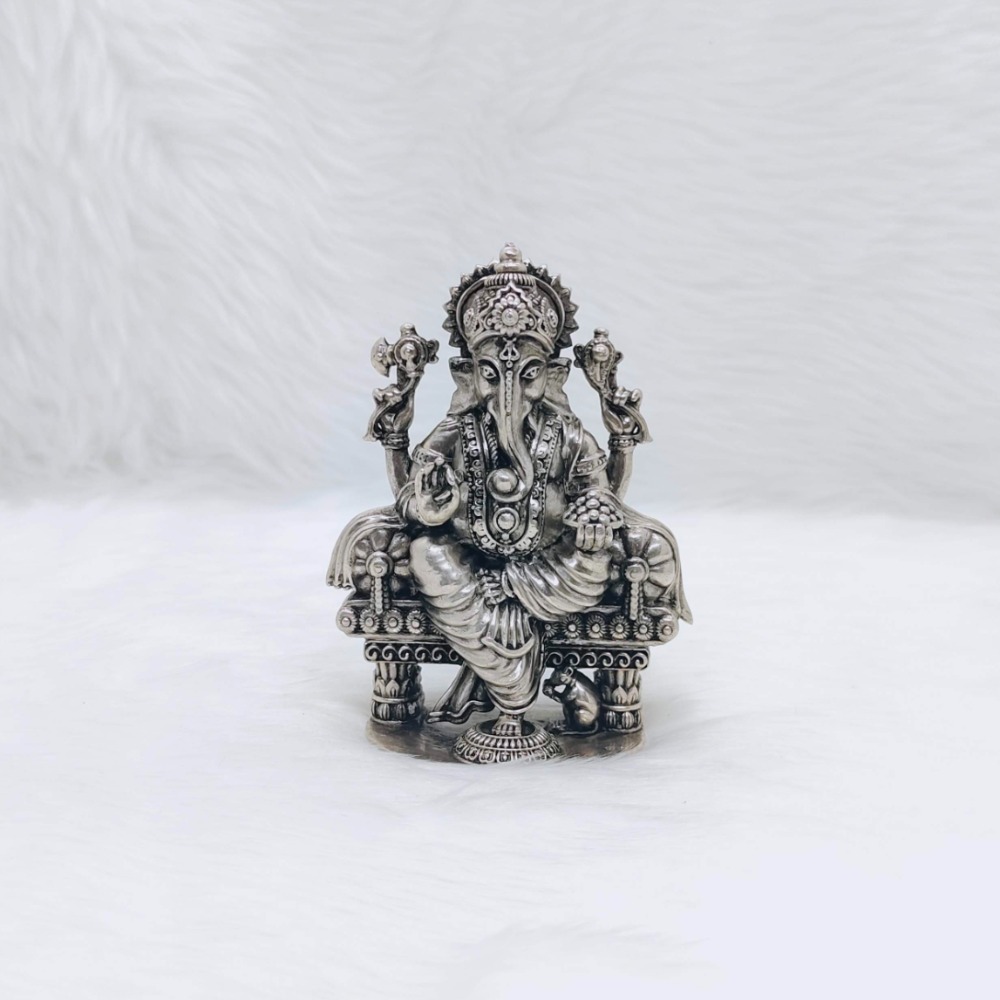 Hallmarked silver ganesh idol in high antique finishing