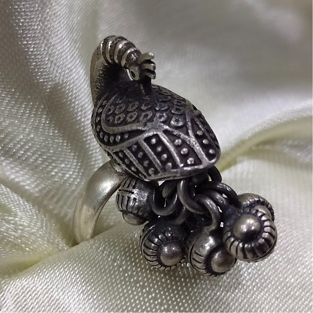 Puran High Rise Mayur Ethnic Ladies Ring In Real Silver (Adjustable)