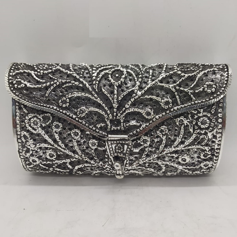 Maanniya hallmarked silver designer clutch in antique
