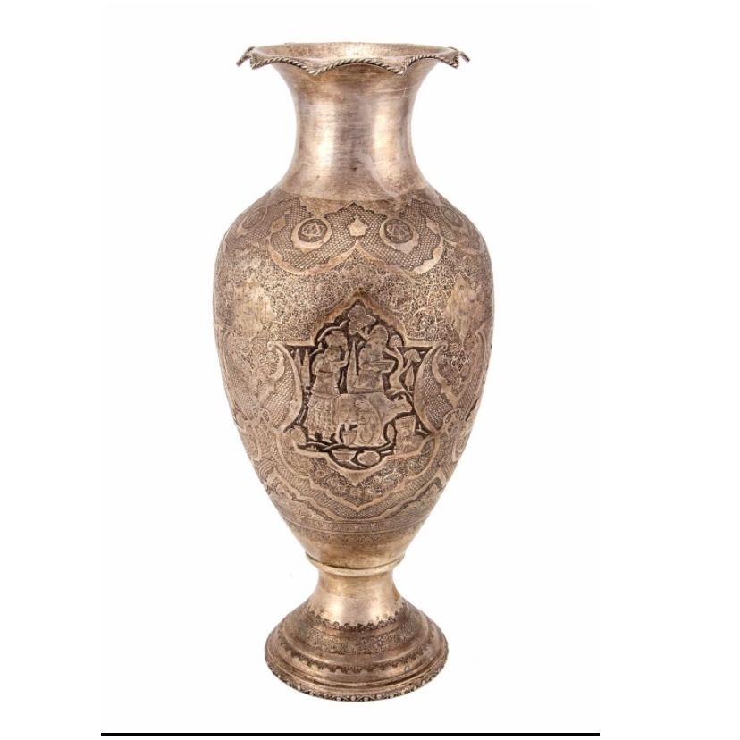 A 20c persian solid silver massive  vase, isfahan c.1900