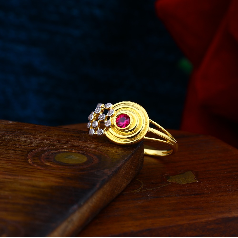Maroon Single Stone Casting Ladies Ring