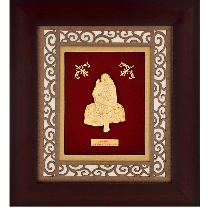 916 Gold Sai Baba Photo Frame AJ-18