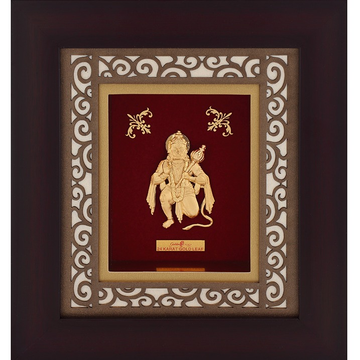 22K Gold Plated Hanumanji Photo Frame AJ-08
