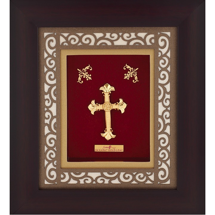 916 Gold Plated Cross Photo Frame AJ-04