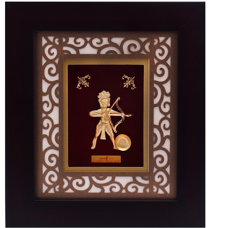 (18.5X21 CM)GOD GHANTA KARAN MAHAVIR JI DIVINE PHOTO FRAME 24 K GOLD