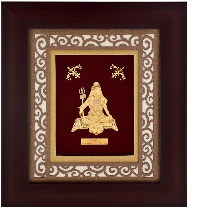 (18,5X21 CM)GOD SHIV JI DIVINE PHOTO FRAME 24 K GOLD