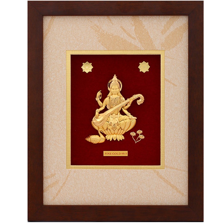 GOD SARASWATI DIVINE PHOTO FRAME 24 K GOLD