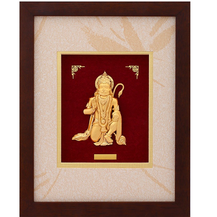 GOD HANUMAN JI DIVINE PHOTO FRAME 24 K GOLD