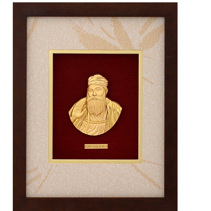 GOD GURUNANAK DEV JI DIVINE PHOTO FRAME 24 K GOLD