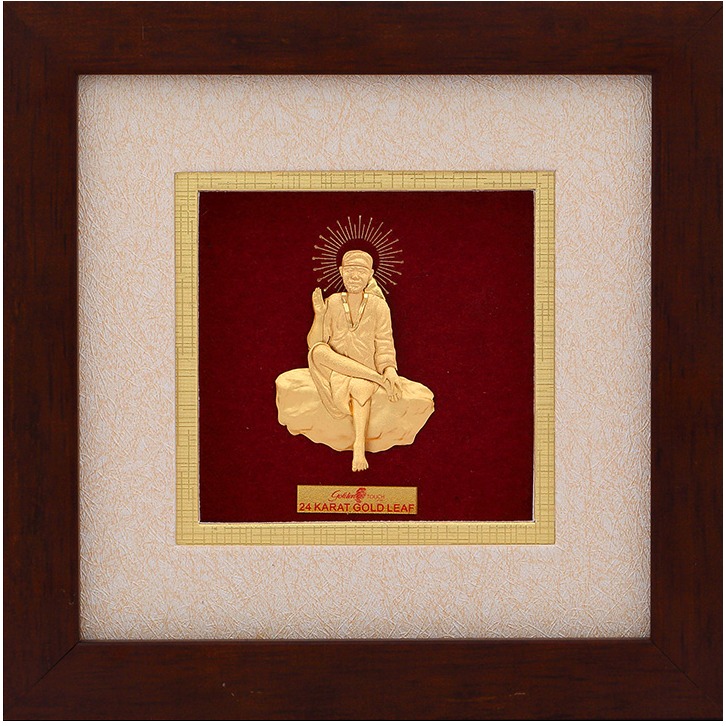 24 K GOLD GOD SAI BABA DIVINE PHOTO FRAME