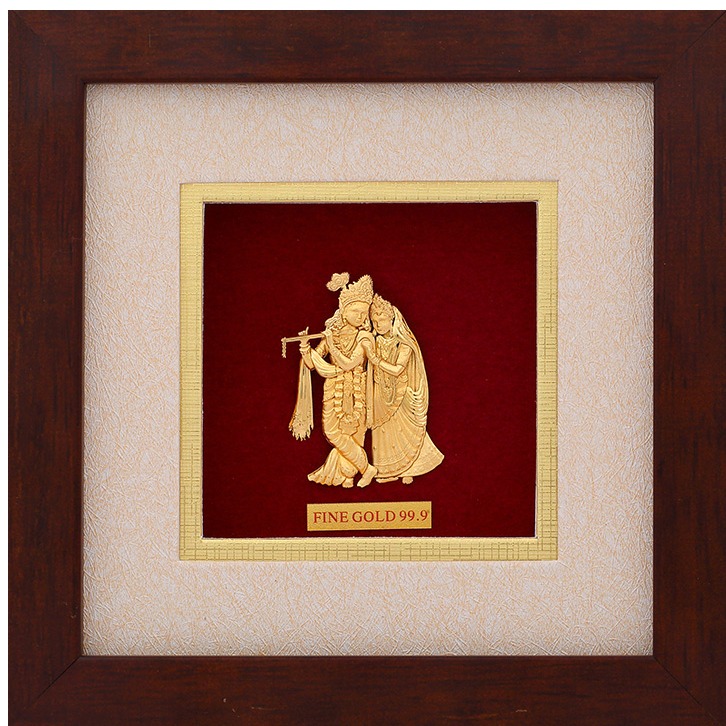 24 K GOLD GOD RADHA KRISHNA DIVINE PHOTO FRAME