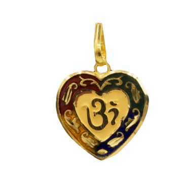 22 K GOLD OM HEART SHAPE PENDENT