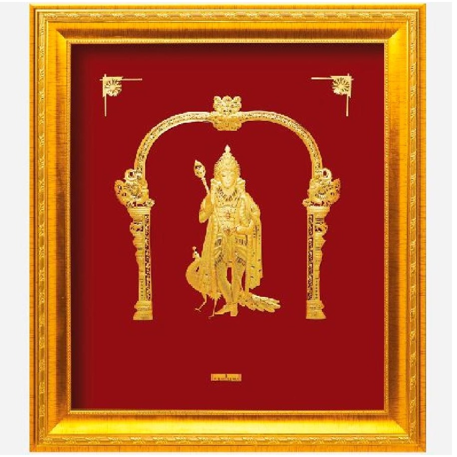 24 K GOLD GOD MURUGAN PHOTO FRAME RJ-PGA44